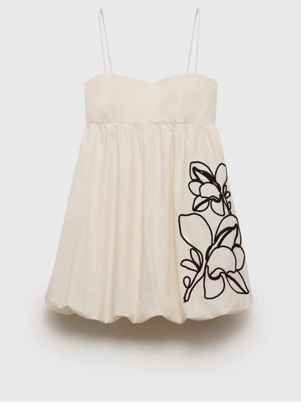 Mango Cream Sundress with Black Floral Outline